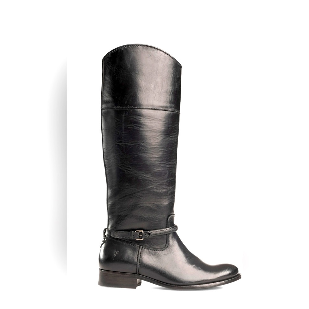 Frye Melissa Buckle Leather Tall Riding Boots Black 7B